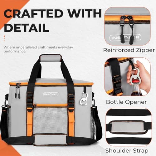 INSMEER Large Cool Bag 50L/75 Can，XXL Foldable Insulated for Family Picnic — view 6