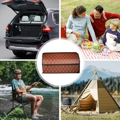 Trunk Car Organizer - Water Resistant Faux Leather Trunk Storage Organizer with Cover | Road Trip Supplies Car Storage Bin, Multipurpose Foldable Trunk Storage Container for SUV Sedan — view 4