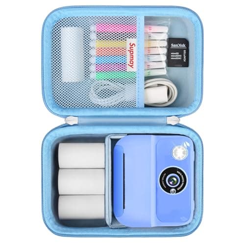 Supmay Kids Camera Case Compatible with Hangrui/HiMont/TIATUA/GREENKINDER/ETIKEZ/UIONVO/Gofunly/Lenudar/MYSTILUCK/Luoba Kids Camera Instant Print, Prints Paper Storage Bag, Blue