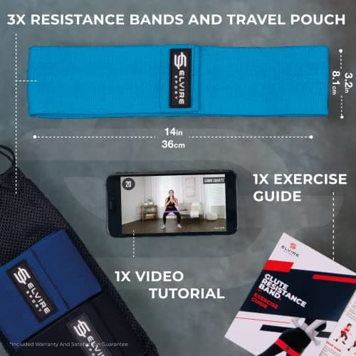 Elvire Fabric Resistance Bands for Working Out, Set of 3, Booty Exercise Band for Women, Workout Loops, Legs, Glutes, Squat — view 4