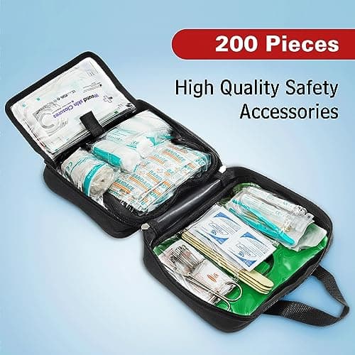 200 Pieces First Aid Kit with Hospital Grade Medical Supplies - Includes Emergency Blanket, Bandage, Scissors - Great for Home, Outdoors, Office, Car, Travel, Camping, Hiking, Boating (Green) — view 4