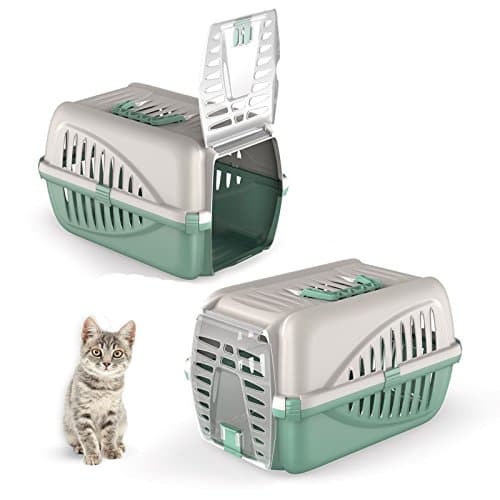 CAT CENTRE Premium Green Pet Carrier, Cat Dog Travel Box Cage, 1.05 kg