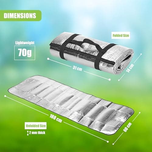 GEEZY Foil Camping Mat with Foam – Lightweight, Foldable & Portable Thermal Sleeping Pad with Buckles – Aluminium Camping Roll Mat for Trekking, Hiking, Picnics & Beach Trips — view 3