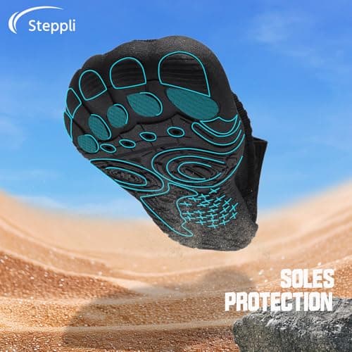 Steppli Water Shoes Barefoot Beach Aqua Quick-Dry Breathable Weitsuit Non Slip Lightweight Shoes for Men Women Black EU39=UK6.5 — view 5