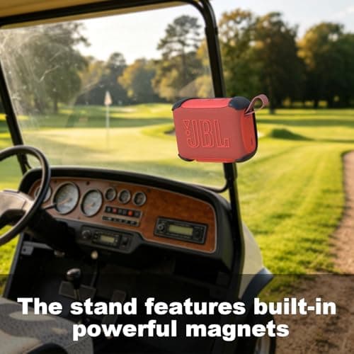 HOLACA Case with Strap for JBL GO 5 Bluetooth Speaker, Magnetic Protective Cover with ABS Hard Shell, Integrated Cinch Strap & Strong Magnet for Gym, Bike, Car Mount — view 4