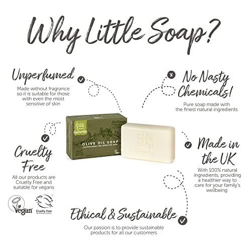 Little Soap Company Olive Oil Soap Bar, 100g | Unperfumed, Natural, Vegan, Cruelty-Free & Eco Friendly | Body, Face & Hand Soap Bar for Sensitive Skin | Nourishing Olive Oil, No SLS & Parabens — view 5