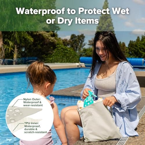 haakaa Waterproof Wet Bags for Baby Wet Dry Bags for Cloth Diaper, Swimsuit & Travel, 2pcs, Beige — view 2