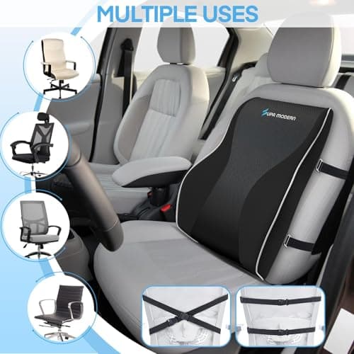 SUPA MODERN Lumbar Support Pillow for Office Chair, Memory Foam Back Cushion, Car Seat Back Pillows with Breathable Lumbar Support Cover Adjustable Straps — view 5