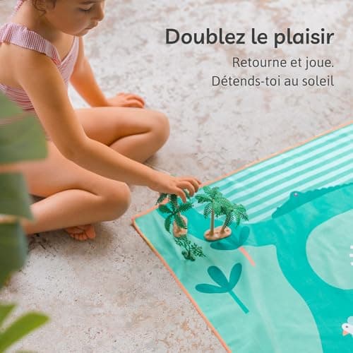 Quut Beach / Pool Towel for Kids with Game - Ultra Fast Drying Microfibre, Sand-Free - Compact, Lightweight (Safari, L - 180 x 100 cm) — view 4