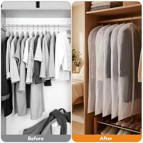 6 Pack Dress Bags Covers Long, 55in PEVA Garment Bags Suit Bags, White Edge — view 5