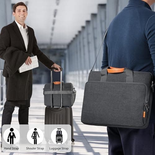 bagasin 15 15.6 16 inch Laptop Computer PC Shoulder Bag Carrying Case, Water-Repellent Fabric Briefcase, Lightweight Toploader, Business Casual or School — view 2