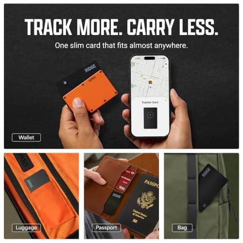 Ridge Wallet Tracker Card Compatible with Apple Find My, Slim Tracking Card - Wallet Finder, Item Locator for Luggage Tags, Passports, Phone - MFi Certified, IP68 Water Resistance (w Google) — view 5