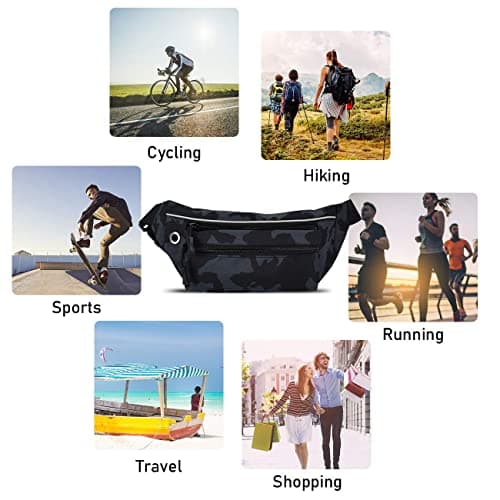 Bum Bag,Camo Bumbag Camouflage Belt Bag Waist Bag Fanny Pack Fabric Nylon Money Belt for Men Boys Running Hiking Travel Sports 13.65*4.68 Inch — view 5
