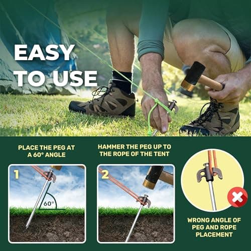 Green Haven Tent Pegs 20 Pack | Galvanised Metal Heavy Duty Ground Stakes — view 5