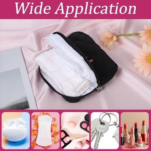 Cute Bow Sanitary Napkin Storage Bag with Dividers and Zipper, Cute Period Bag Pouch, Portable Tampon Holder for Purse that Can Hold Sanitary Napkins, Panty Liners, Tampons, and Menstrual Cups — view 4