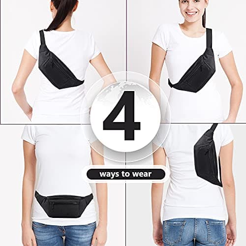 AIKENDO Fanny Pack for Men Women,Crossbody Waist Bag Pack,Belt Bag for Travel Walking Running Hiking Cycling,Easy Carry Any Phone,Wallet, Black, One Size — view 5