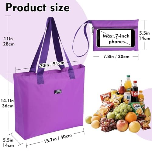 AOTIAN Reusable Grocery Bag, Foldable Shopping Tote Bag with Zipper Closure — view 3