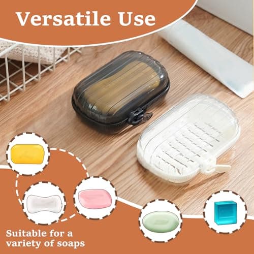 JIANGLAI Soap Dish Holder with Lid, Zipper Clip Leakproof Waterproof Travel Soap Case with Drainage, Portable Sealed Shower Soap Box, Perfect for Bathroom Shower, Travel, Camp, Gym, Outdoor, 2 Pcs — view 5