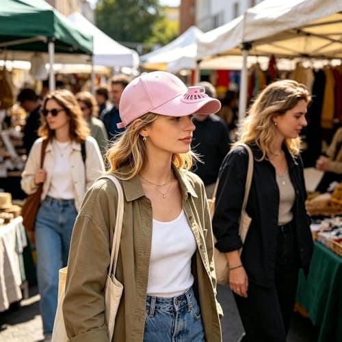 Sun Hat with Detachable Digital Display Fan, Protection, pink — view 2