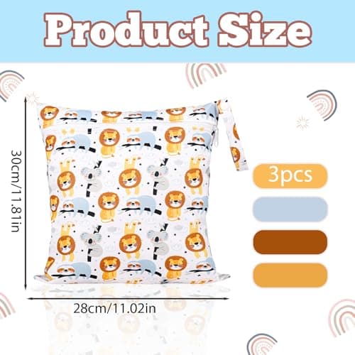 GSrenyu 3 Pcs Wet Bag Waterproof Wet Dry Bags, Reusable Nappy Bag Organiser — view 2