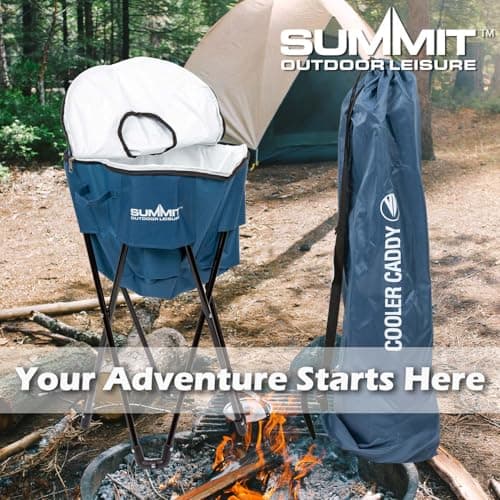VFM e-Store - Cooler Bag On Stand Folding Cooling Storage Standing Bbq's Spacious Outdoors Camping Hiking Holidays Festivals Travel - Indigo Blue — view 5