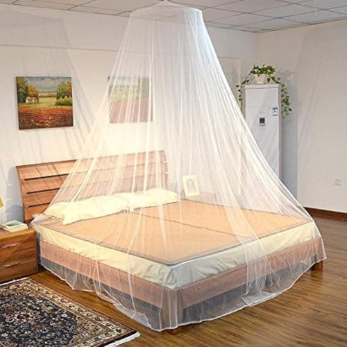 Twinkle Star Mosquito Net for Bed, 2.5M Tall Dome Bed Canopy with Fixing Nails & Rope, Fine Mesh Bed Net for Single Twin Full Queen King Size, White Canopy for Bedroom Camping Travel — view 3