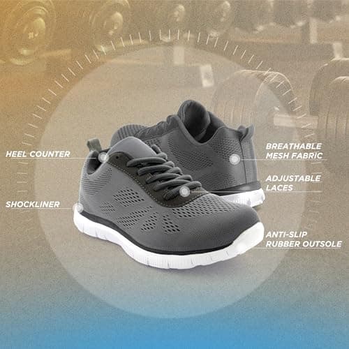 Get Fit Women's Lightweight Running Trainers - Breathable Mesh Gym Shoes with Cushioned Sole - Comfortable Walking & Fitness Sneakers - Lace-Up Athletic Footwear - Grey - 5-38 — view 5