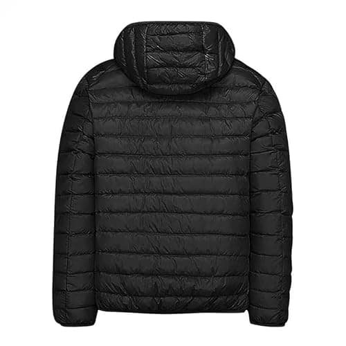 Men's Ultra Lightweight Packable Down Jacket - Hooded Slim Fit Vertical Quilt, Water-Resistant Travel-Friendly, Winter Warm Padded Outdoor Outerwear — view 3