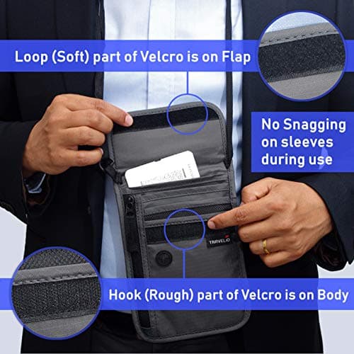 Passport Holder Men & Women RFID Blocking Hidden Travel Neck Wallet Stash Pouch (Black) — view 5