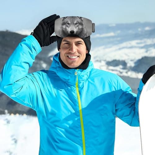 HUANYO 2 Pack Ski Goggles Protective Cover, Anti-Scratch Lens Protection with Wolf & Snow Leopard Design, Skiing Accessories Equipment — view 4