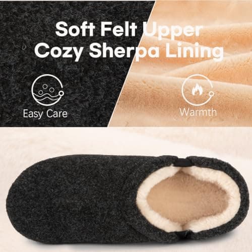LongBay Men's Slippers Memory Foam House Shoes Winter, Dark Grey 10/11 UK — view 3
