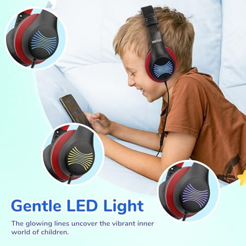 EarFun K3 Kids Headphones Wired with LED, Over Ear Headphones with Mic — view 6