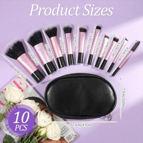 HJZHII 10 Pcs Mini Travel Makeup Brush Set with Pouch, Travel Make up Brush — view 2