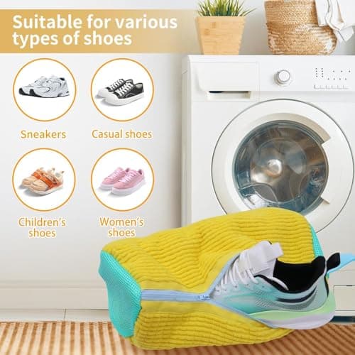 2pcs Reusable Shoe Washing Machine and Dryer Bag, Shoe Cleaning Bag for All Shoe Types, Laundry Shoe Bag for Washer and Dryer (YELLOW) — view 3
