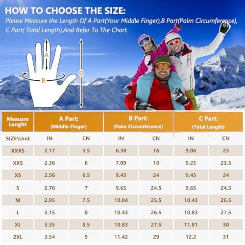 Pnosnesy Ski Gloves, Waterproof Snow Gloves Thermal Breathable Winter Gloves, Windproof Touchscreen Cold Weather Gloves for Men Women Kids — view 5