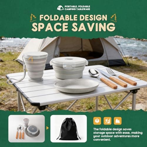 IONEKIUK 6 in 1 Foldable Camping Mess Kit Camping Cutlery Set for 1 — view 3