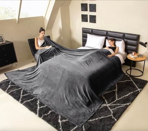 COOVA Oversized King Fleece Blanket 120x120 inches, Soft Cozy Warm Giant Extra Large 10'x10' Blanket for Bed, Sofa, Couch,Travel, Camping, California Huge Flannel Big Throw Blanket, Dark Grey — view 2
