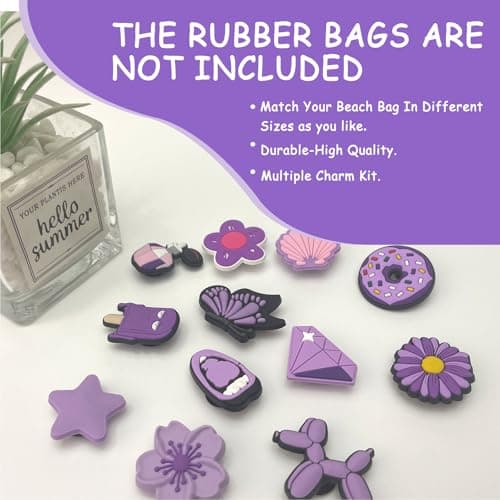 Yonuni 12-Pack Charms for Bogg Bag, Rubber Beach Decor, Standard, Polyvinyl Chloride, No Gemstone — view 4