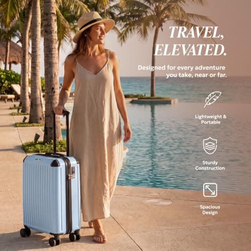 LUGG 20 Inch Sky Rover Carry On Suitcase - Lightweight ABS Hard Shell Cabin Luggage with TSA Lock, 4 Spinner Wheels, Water Resistant, EasyJet Overhead Size 55x35x23cm, 5 Year Warranty — view 2