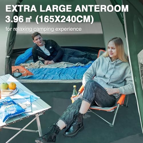 Portal 3-4 Man Tent with Porch 3000mm Waterproof 180cm Tall Standing Height Three-Four Persons Family Camping Tent with Living Area Sewn-in Groundsheet Tub Floor for Festival Bicycle Motorbike — view 2