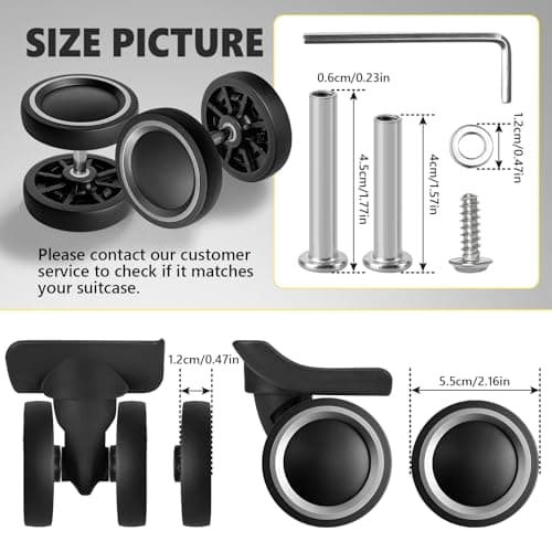 8 Pack 55mm Luggage Wheels Replacement Kit for Suitcase Caster Repair — view 2