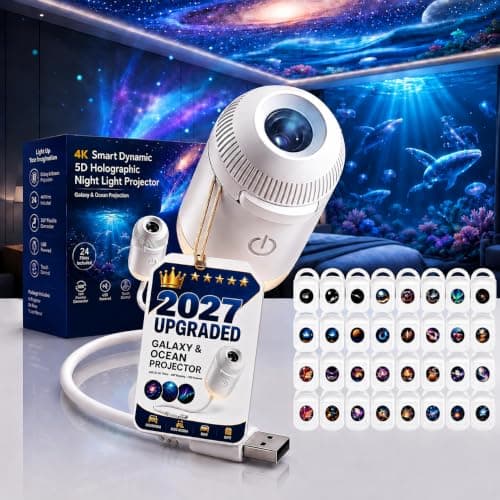 Ocean Projector, Galaxy Projector Night Light, 2026 New HD 5D Holographic Night Light Projectors, 360° Adjustable, LED Projection Lamp for Bedroom