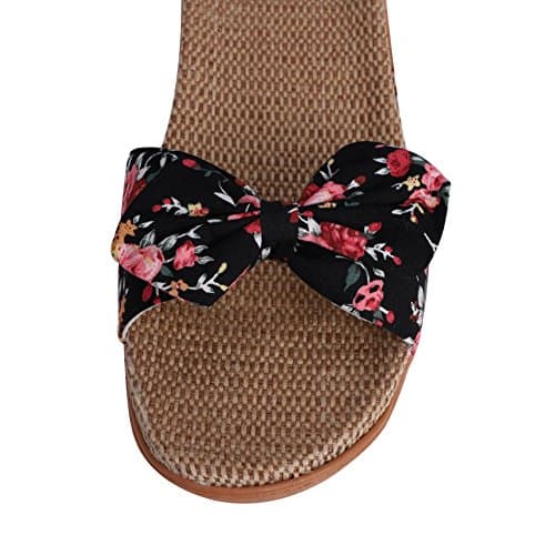 Women Slippers Non-Slip Linen Sliders Flip Flops Lovely Summer Sandals Lightweight Open Toe Footwear Sandals Casual Flat Sandals Indoor Outdoor Beach Slides Pool House Holiday Slippers — view 5