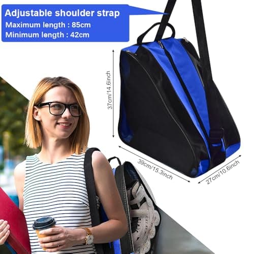 PERFETSELL Bag Adult Roller Skate Bag Ice Skate Ice Hockey Bag Ski Boot Bag with Adjustable Carry Strap Ice Skate Bag for Ice Hockey Skates for Men Women (Sky Blue) — view 2