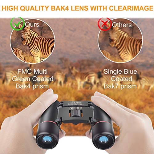 ANDSTON 30 x 60 Small Binoculars Compact for Adults Kids, Mini Binocular for Bird Watching Traveling Sightseeing, Lightweight Pocket Folding Binoculars for Concert Theater Opera — view 5