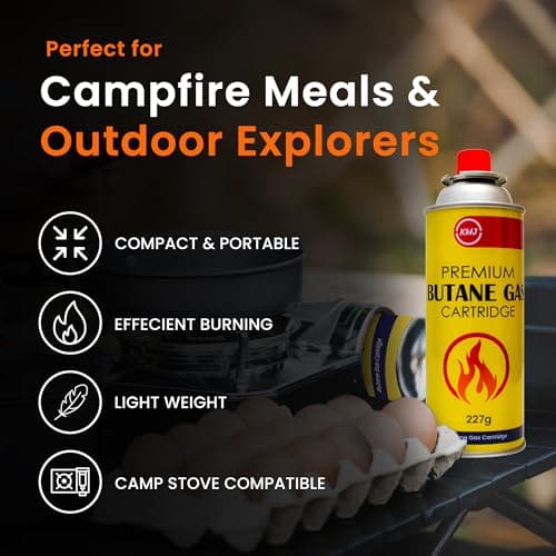 KMJ 8 Pack Butane Gas Canister– Premium Gas Canister for Camping Stove- Adjustable Camping Gas Canisters- Weed Burner Butane Gas - Camping Gas Canister for Cooking, BBQ etc (8 Pack) — view 2