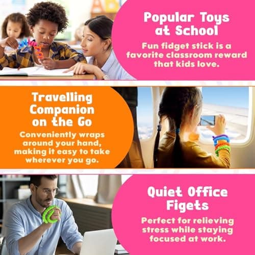 Bambebe 6 Pack Fidget Toys Sensory Stick: Textured Calming Sensory Toys for Autism Kids, Anxiety Relief Fidgets for Classroom Student, Travel Activities Essential Fidget Toy, Road Trip Essentials — view 5