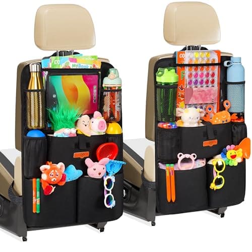 SURDOCA UPGRADED Car Seat Organiser for up to 11-inch Tablet Holder, 8 Pockets, Kids Toy Storage, Water Proof Back Seat Protector for Kids