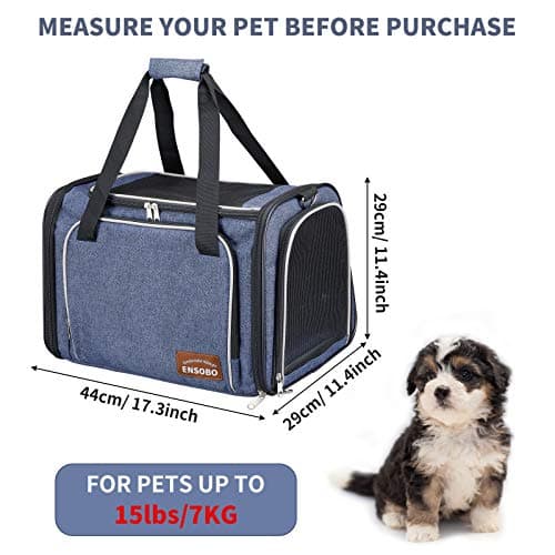 Cat Carrier Bag in Denim Fabric, ENSOBO Pet Transport Bag — view 2