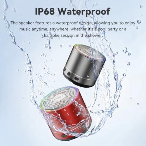 Mini Bluetooth Speaker, Portable Speakers with RGB Lights, HD Stereo, Grey — view 5